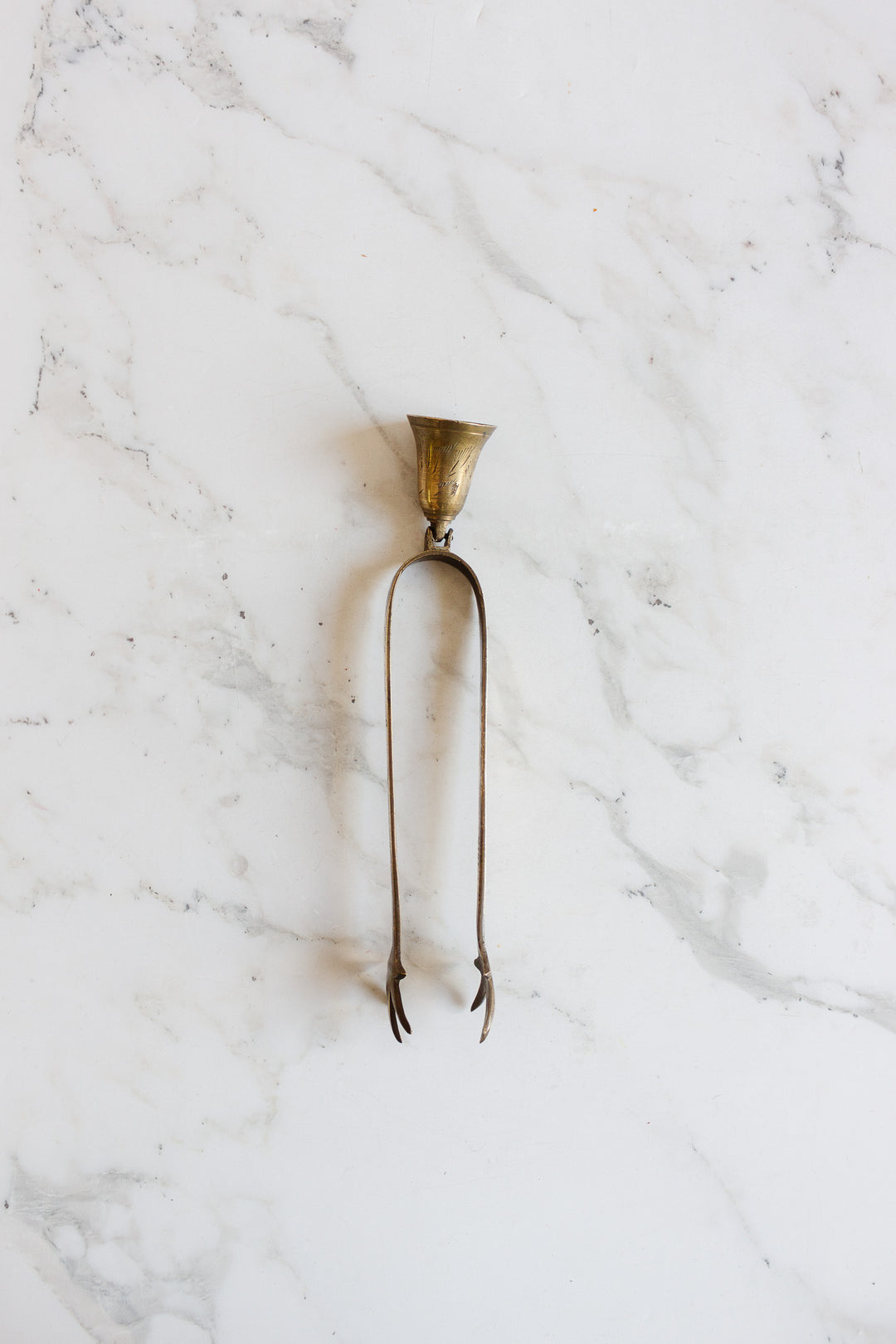 vintage french brass sugar cube claw tongs with bell