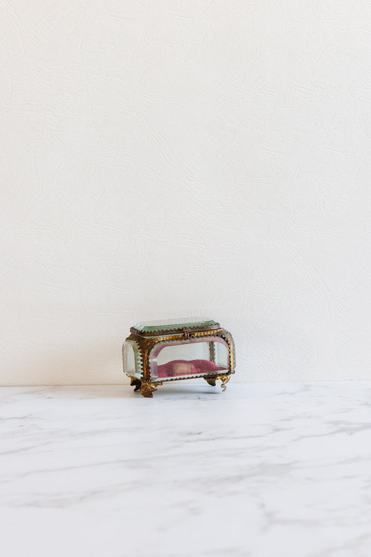 antique french ormolu and beveled glass bijoux casket