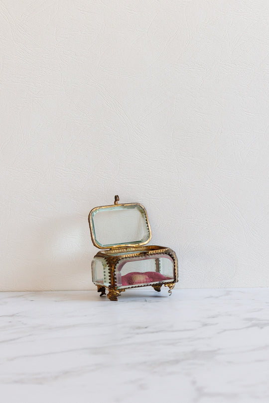 antique french ormolu and beveled glass bijoux casket