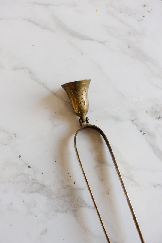 vintage french brass sugar cube claw tongs with bell