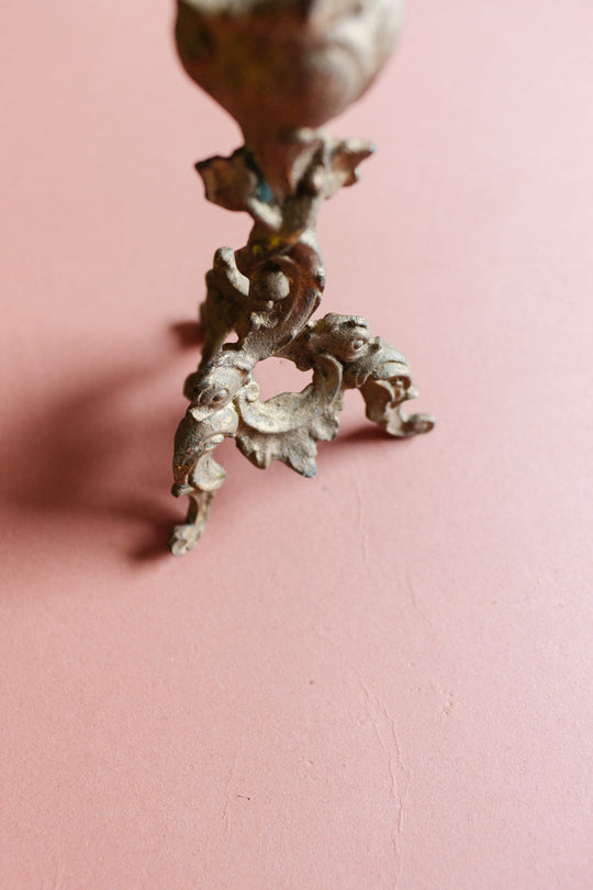 antique french cast bronze candlestick