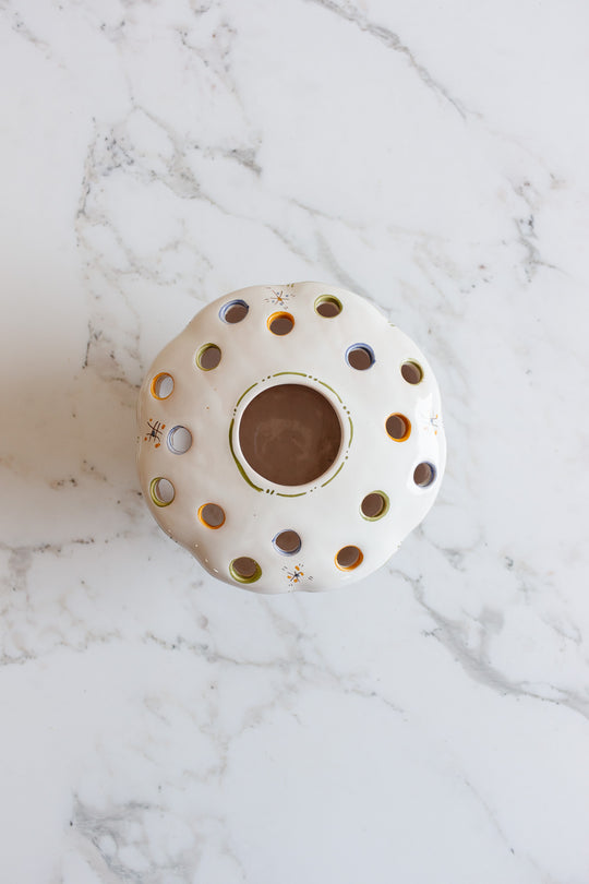 antique french moustier ceramic hand painted tulip vase