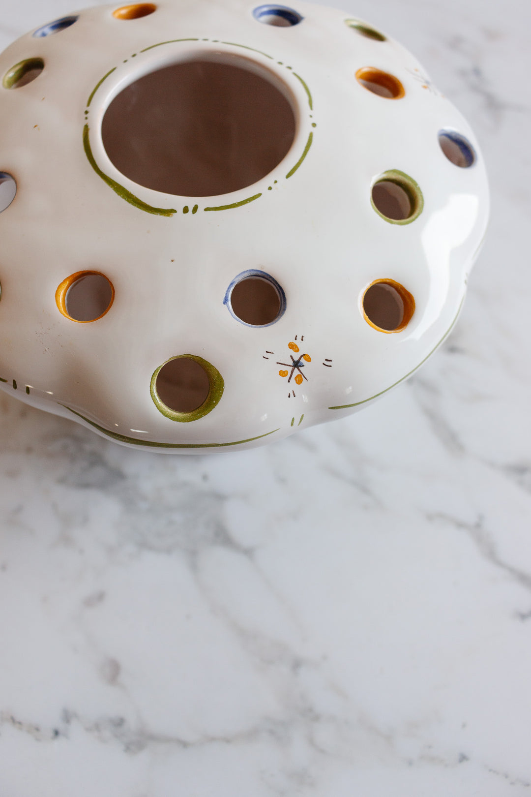 antique french moustier ceramic hand painted tulip vase