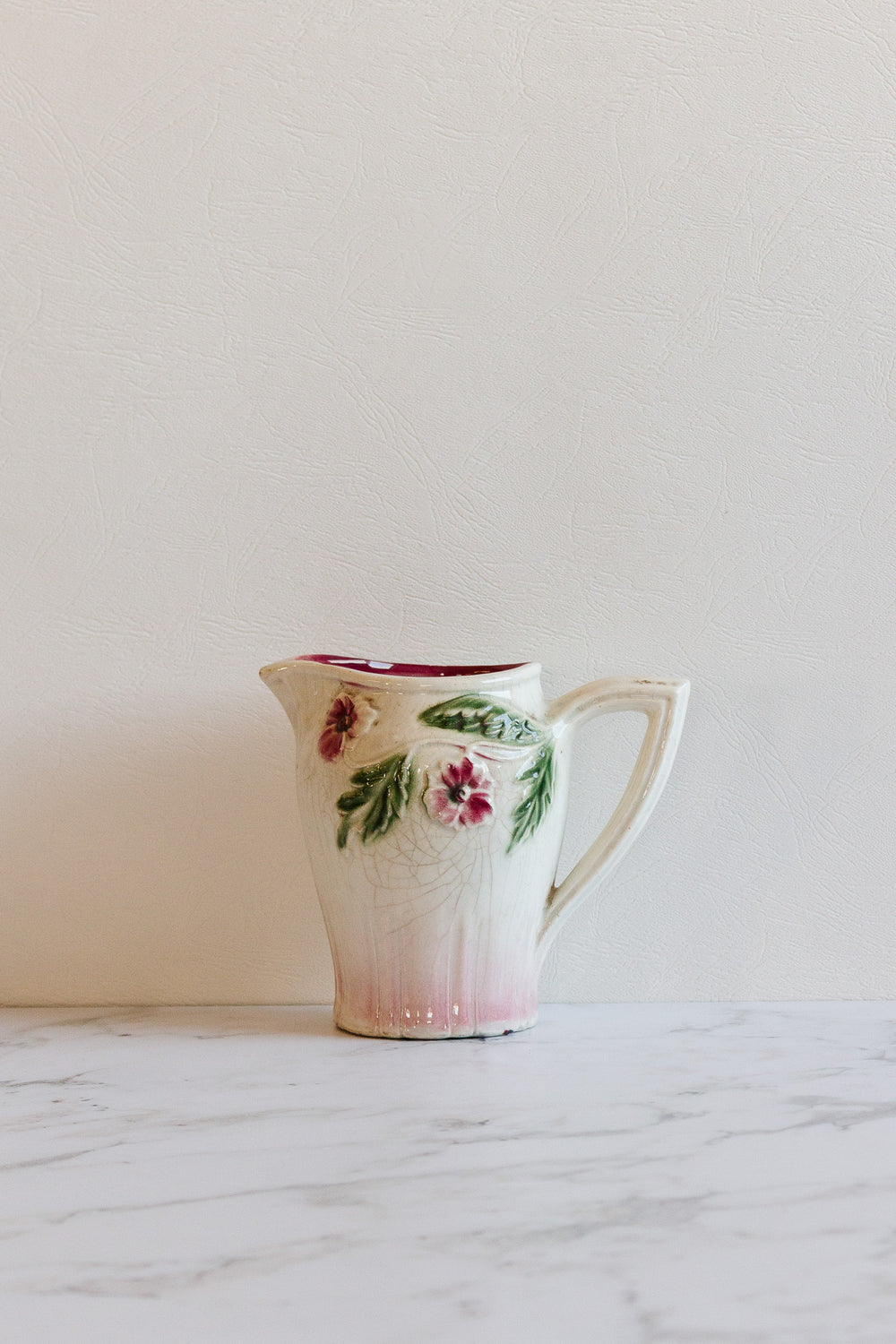 antique french turn of the century majolica pitcher