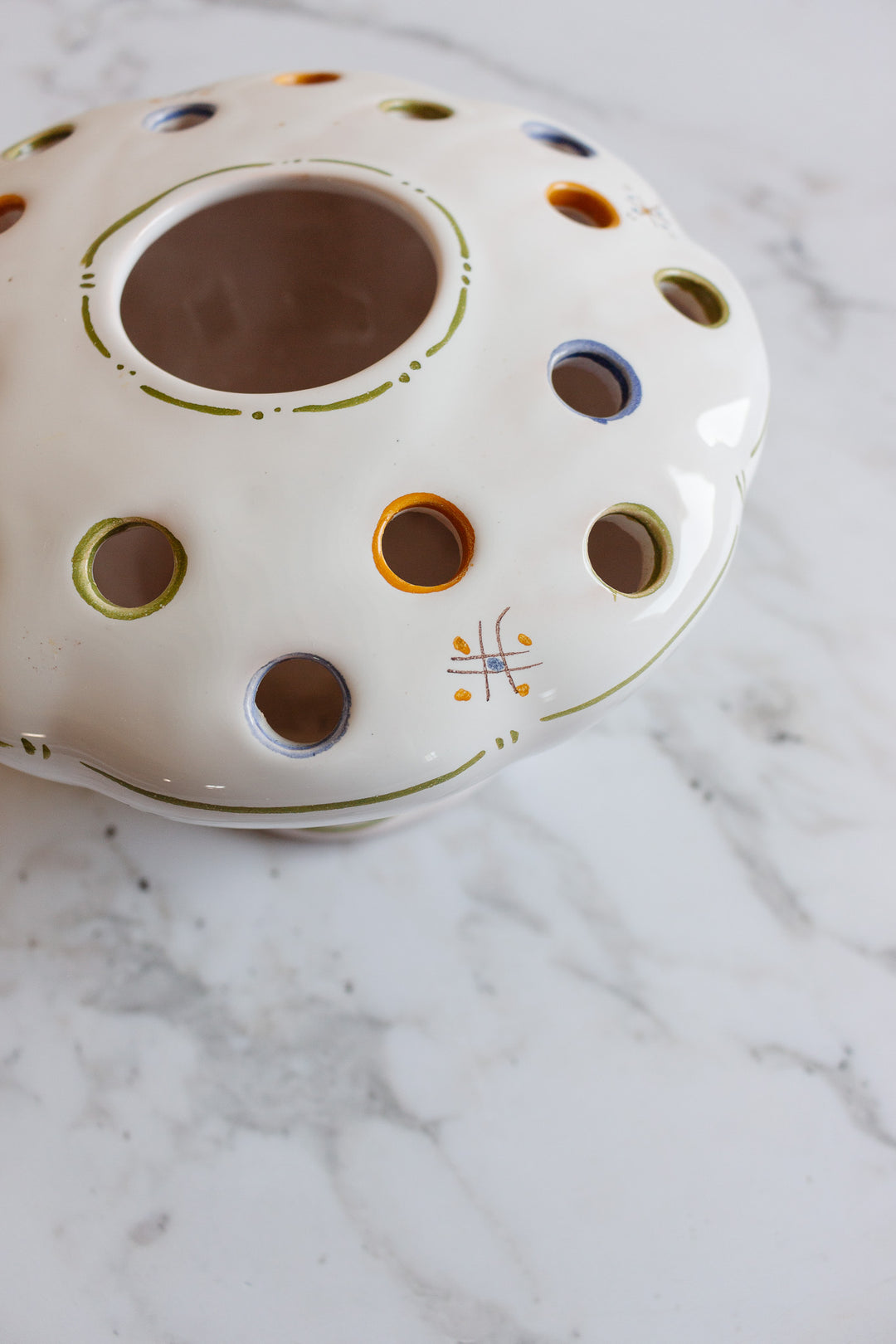 antique french moustier ceramic hand painted tulip vase