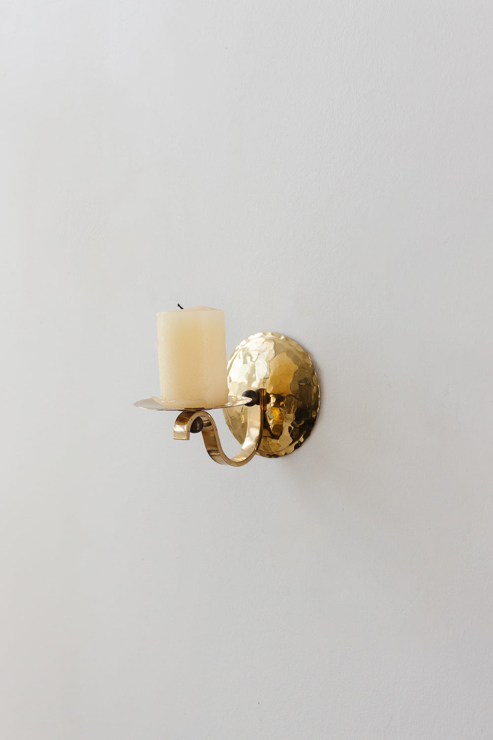 vintage french hammered brass wall sconce