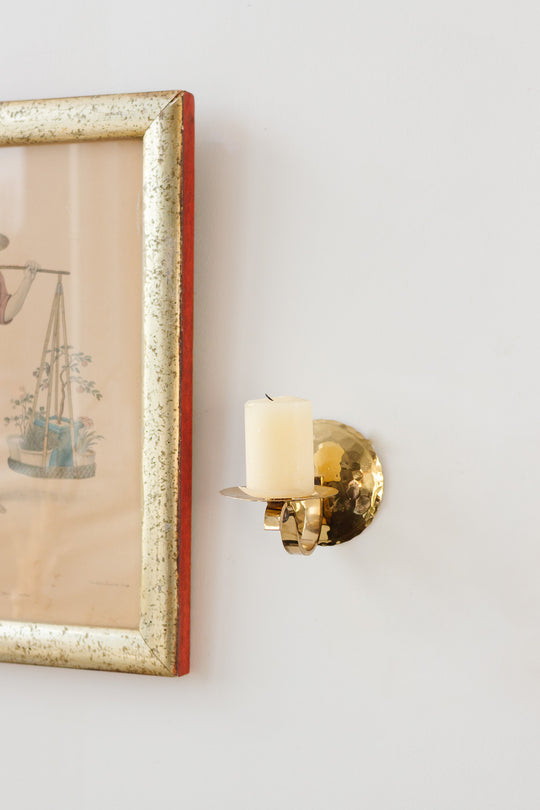 vintage french hammered brass wall sconce