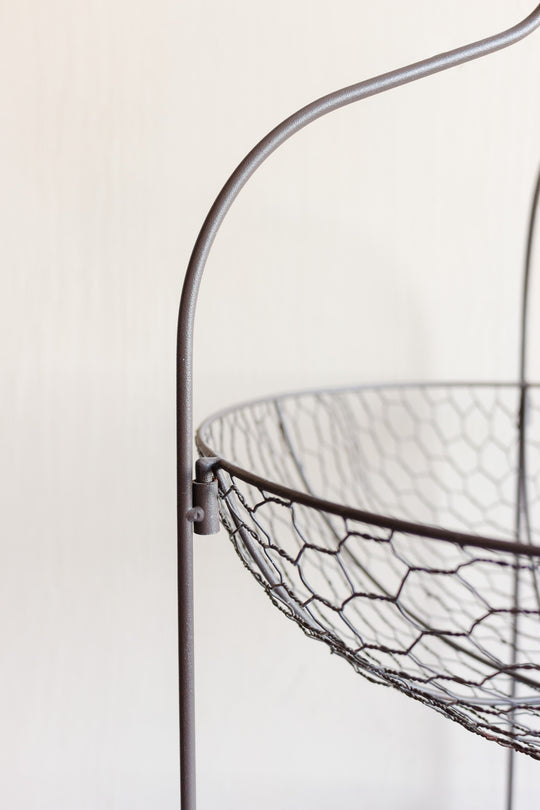 vintage French farmhouse tiered wirework basket