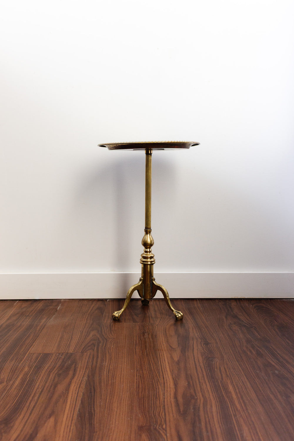 midcentury english brass claw foot occasional table