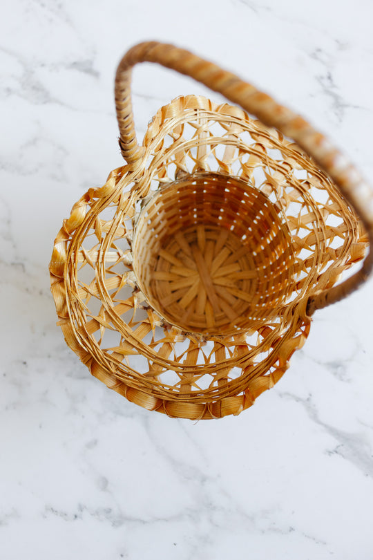 vintage french ruffled woven panier