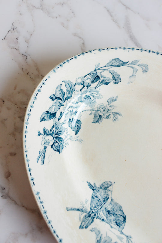 turn of the century Longwy transferware "champêtre" platter