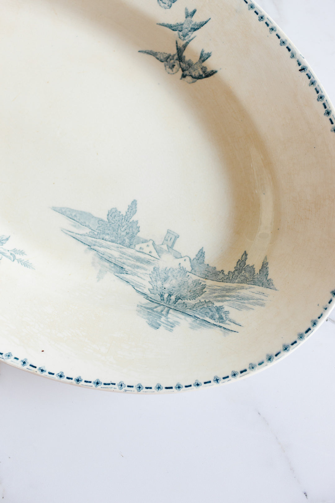 turn of the century Longwy transferware "champêtre" platter