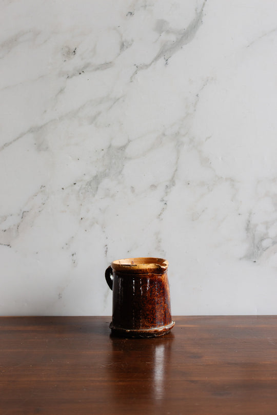 19th century glazed brown pitcher