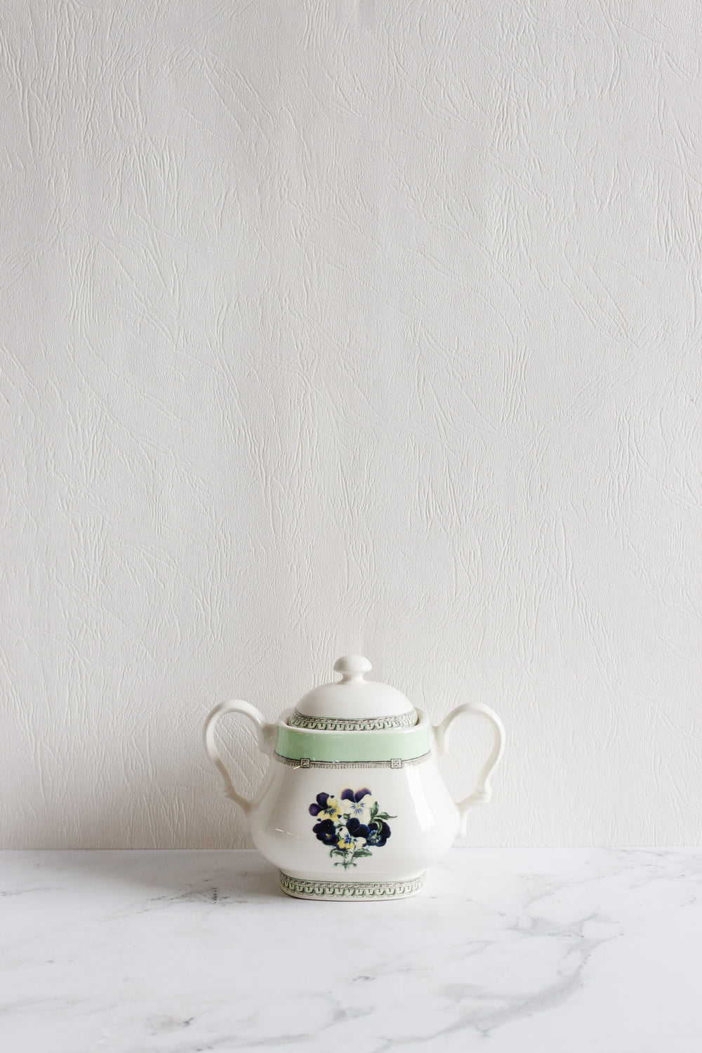 vintage English porcelain sugar bowl with lid