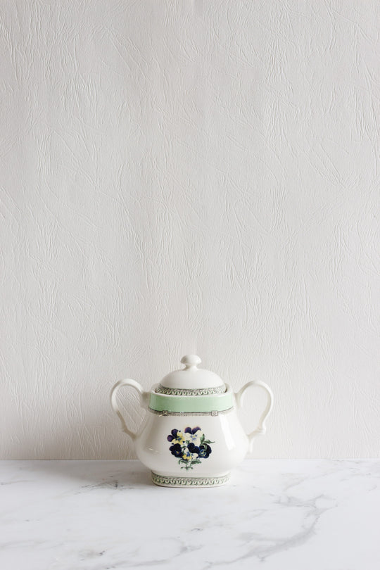 vintage English porcelain sugar bowl with lid