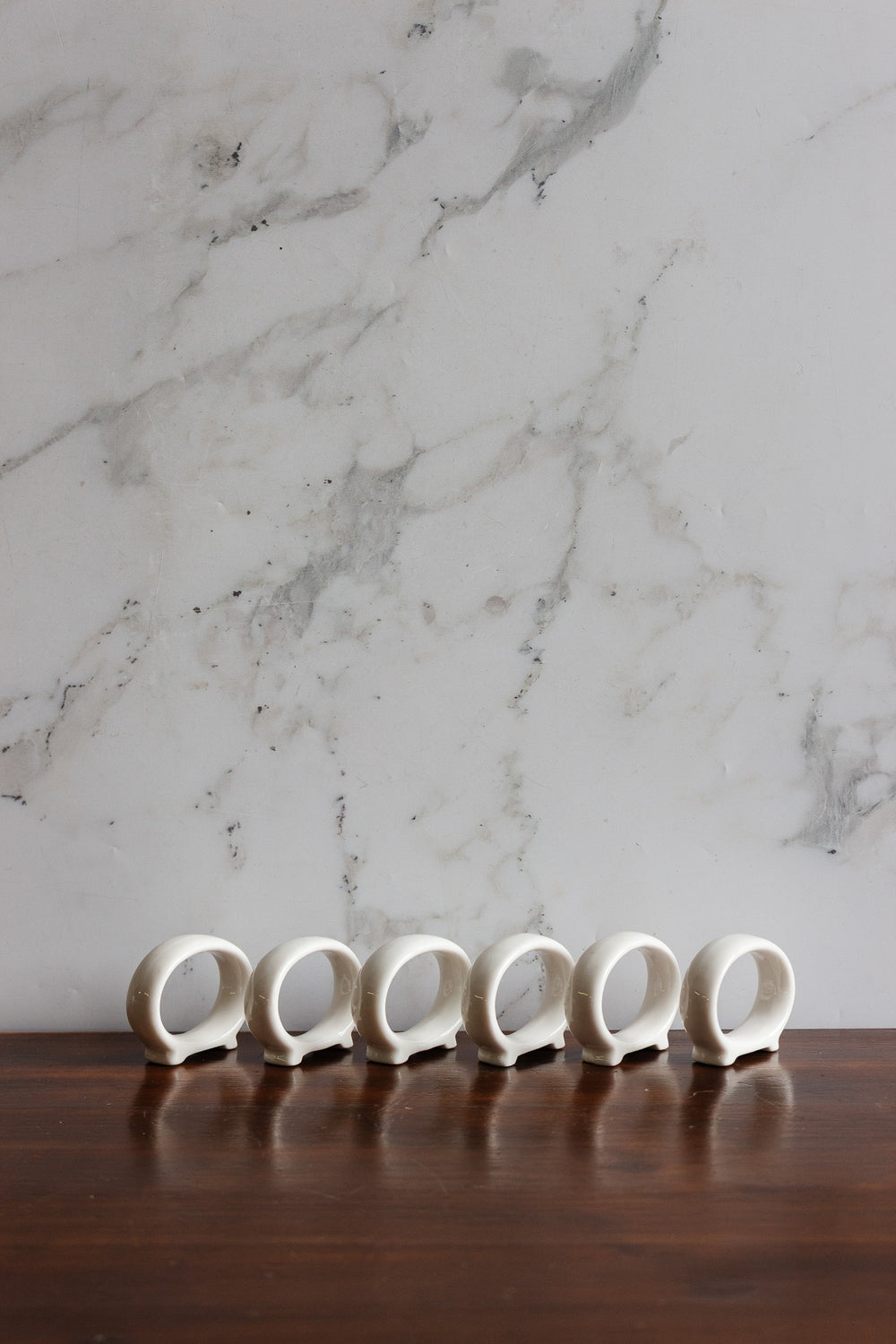 set of 6 vintage french ceramic napkin rings