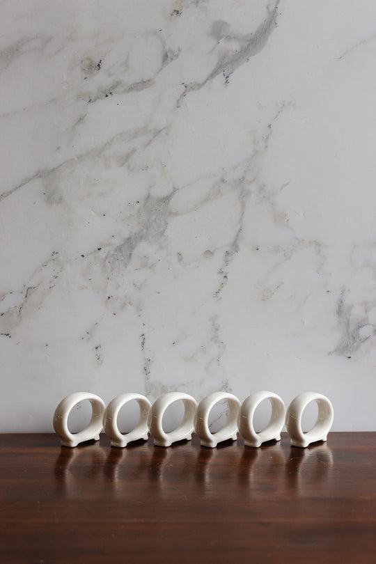 set of 6 vintage french ceramic napkin rings