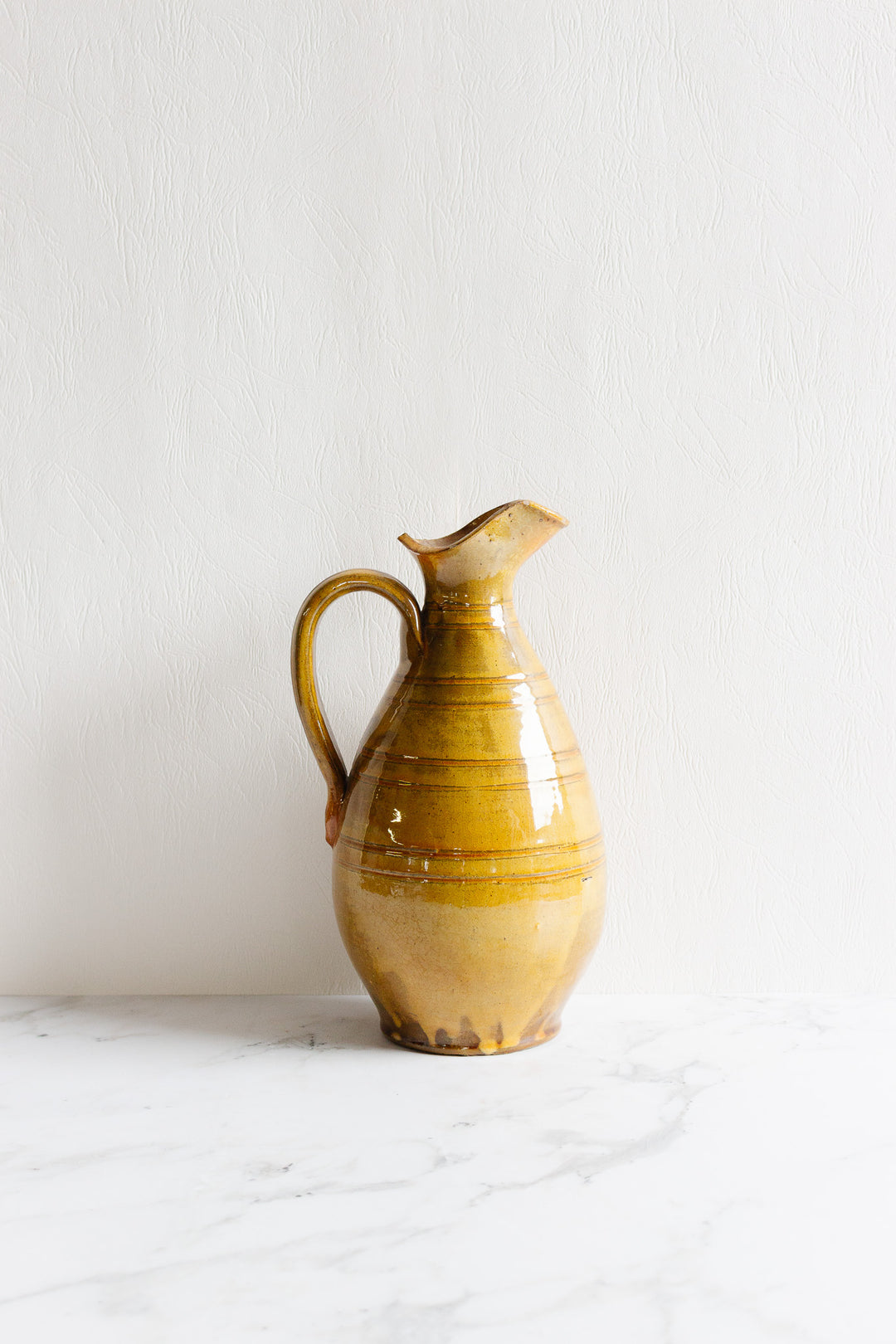 vintage french glazed stoneware pitcher