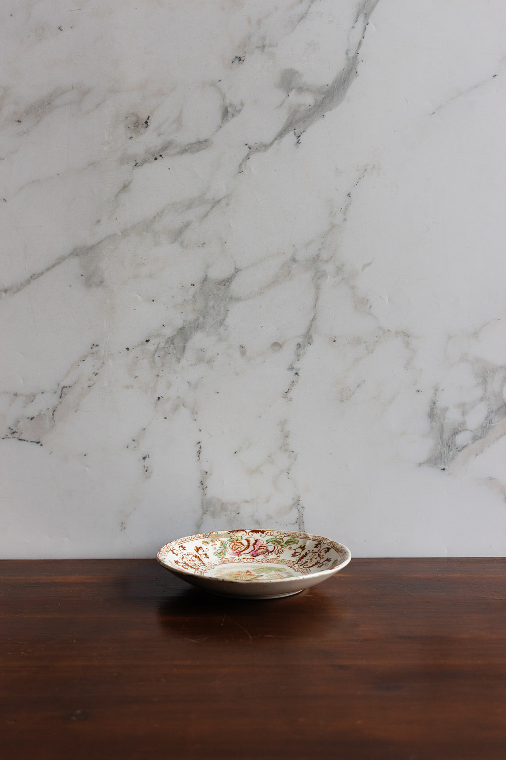 antique french longwy "cyprus" polychrome bread plate