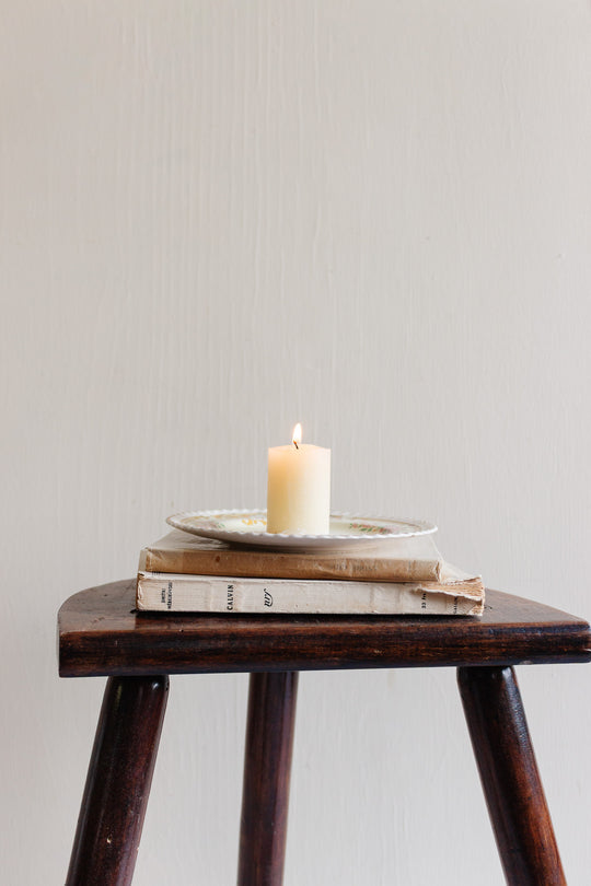 vintage french demilune tripod stool