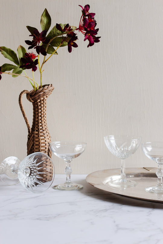 eclectic set of 4 vintage french champagne coupes