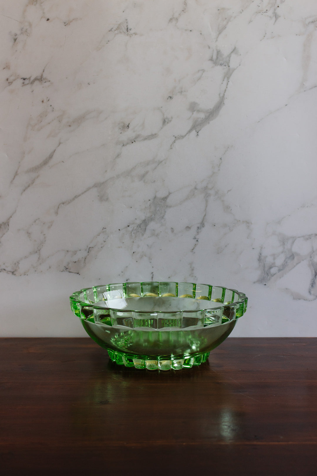 1930s art deco pressed green glass set