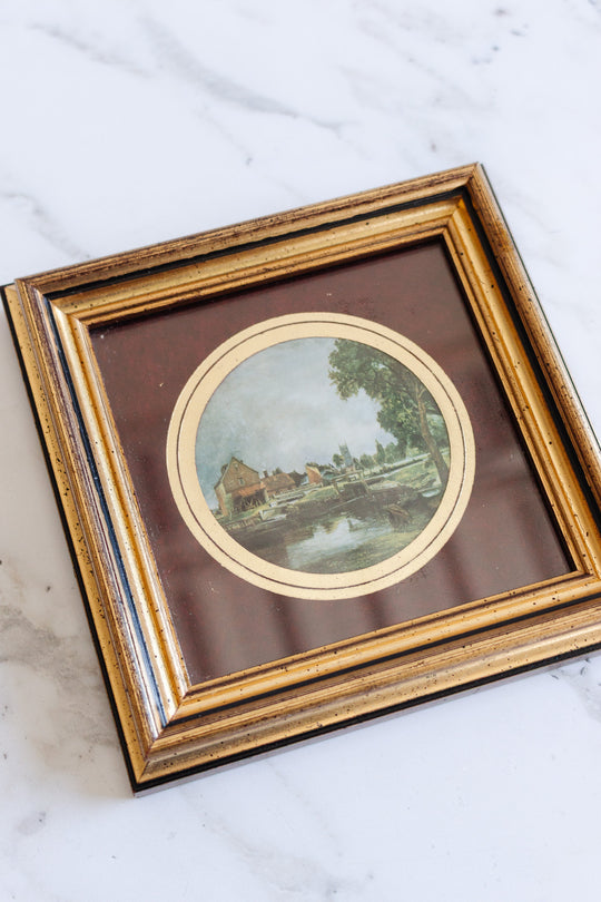 vintage english silk print landscape art