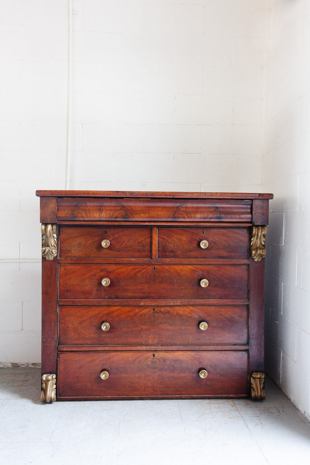 late 19th century Victorian flame mahogany tall boy cabinet