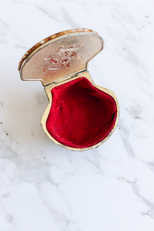 vintage french ceramic and metal clamshell box