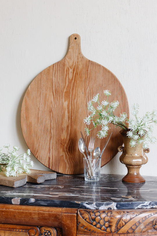antique french round bread board