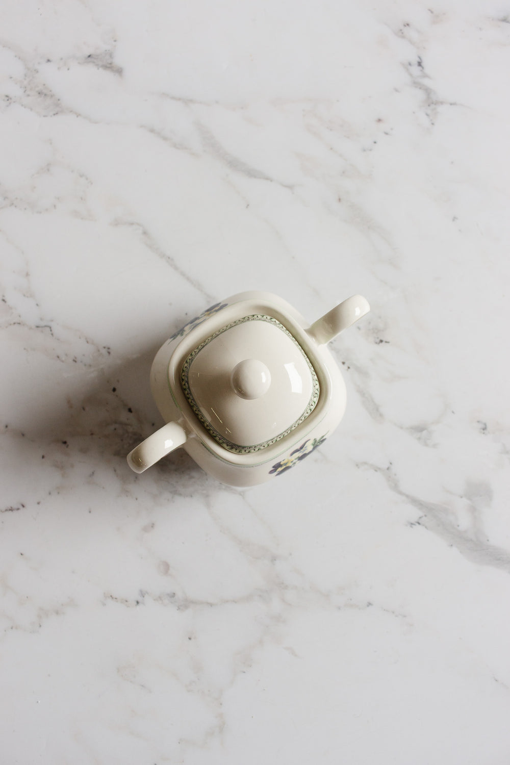 vintage English porcelain sugar bowl with lid