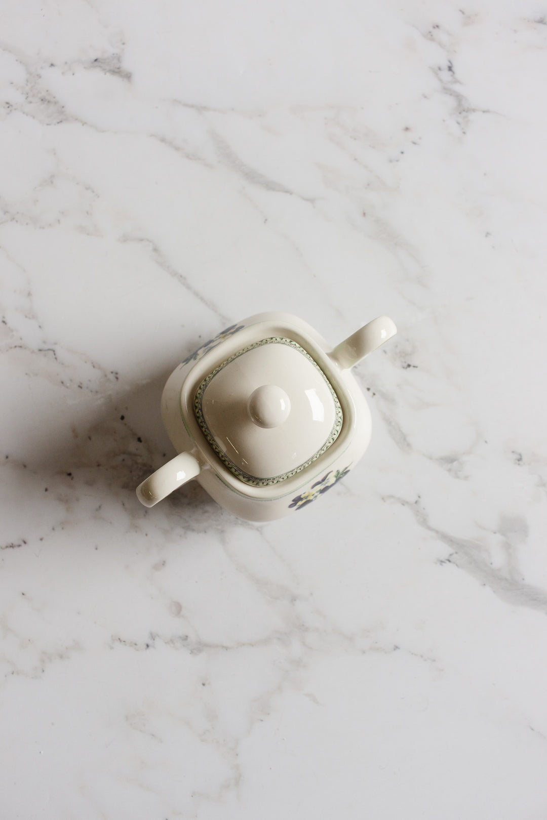 vintage English porcelain sugar bowl with lid
