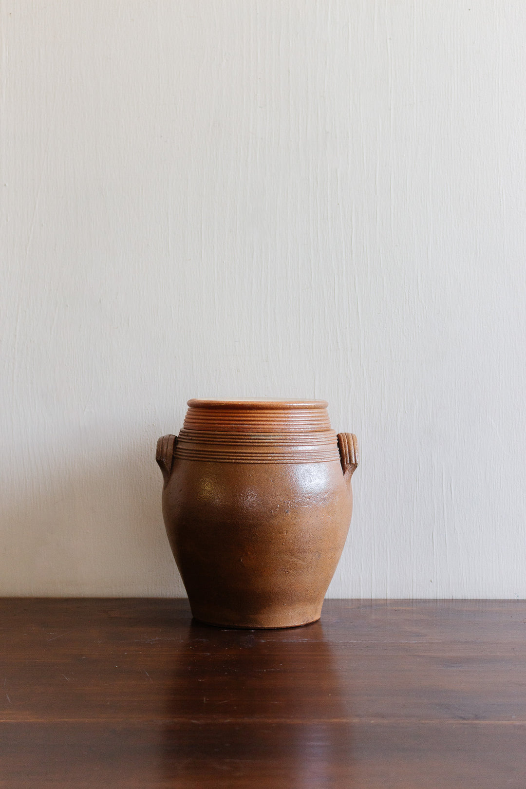 antique french stoneware lidded confit pot