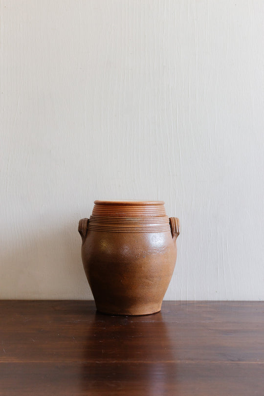 antique french stoneware lidded confit pot