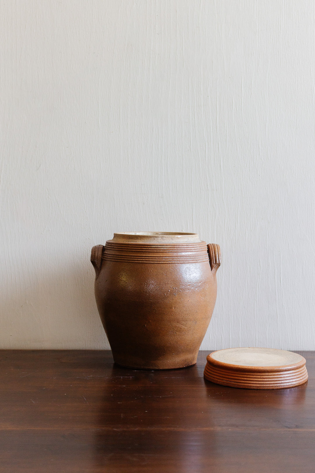 antique french stoneware lidded confit pot