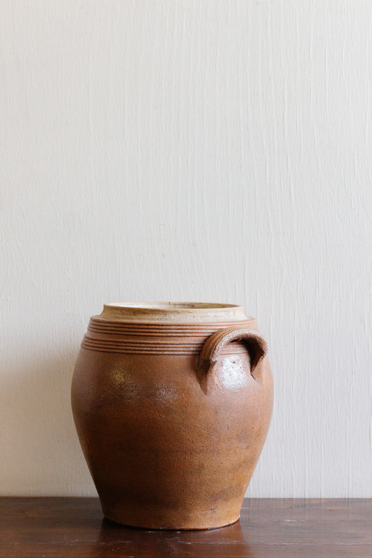 antique french stoneware lidded confit pot