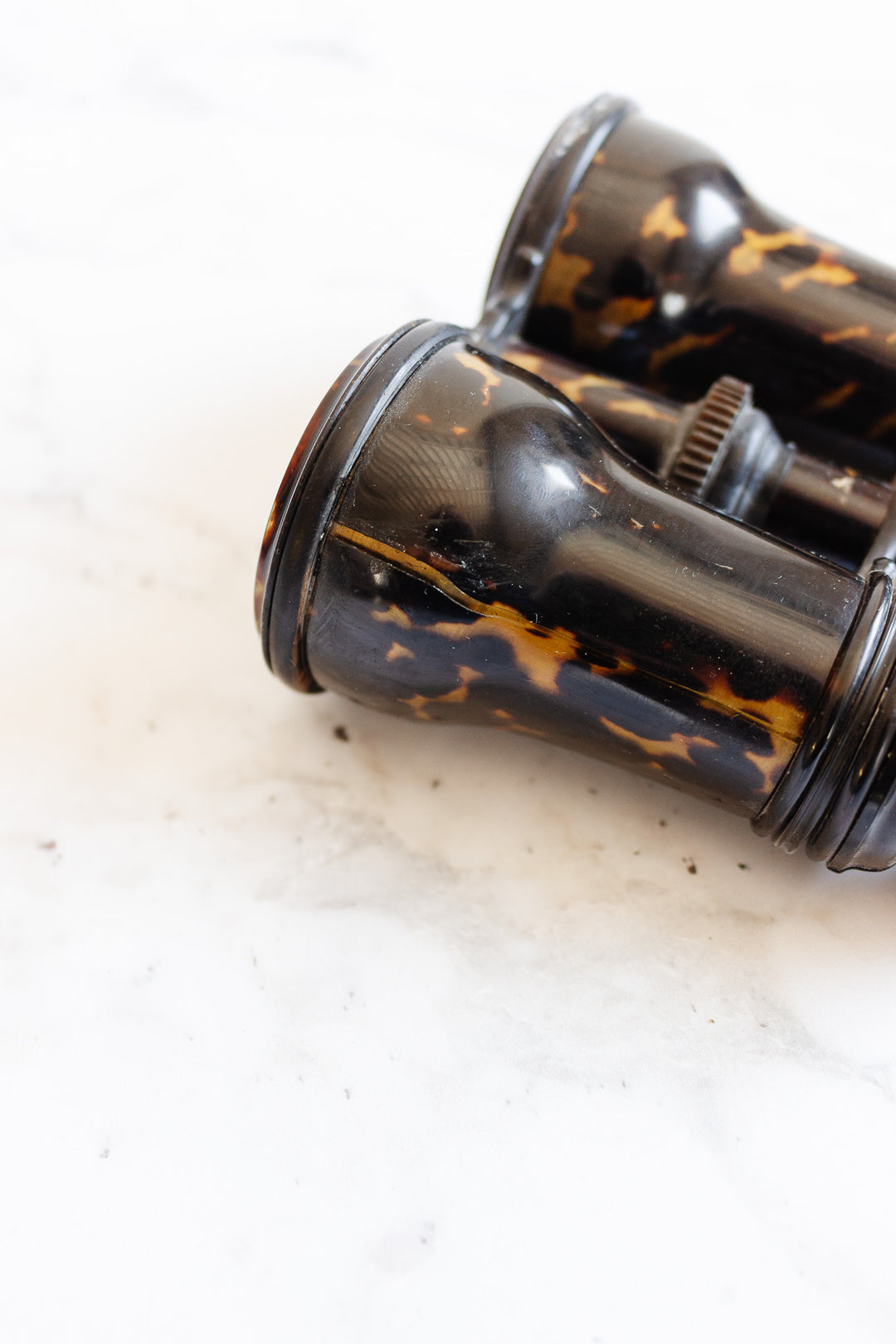 vintage french tortoise shell opera glasses in monogrammed leather case