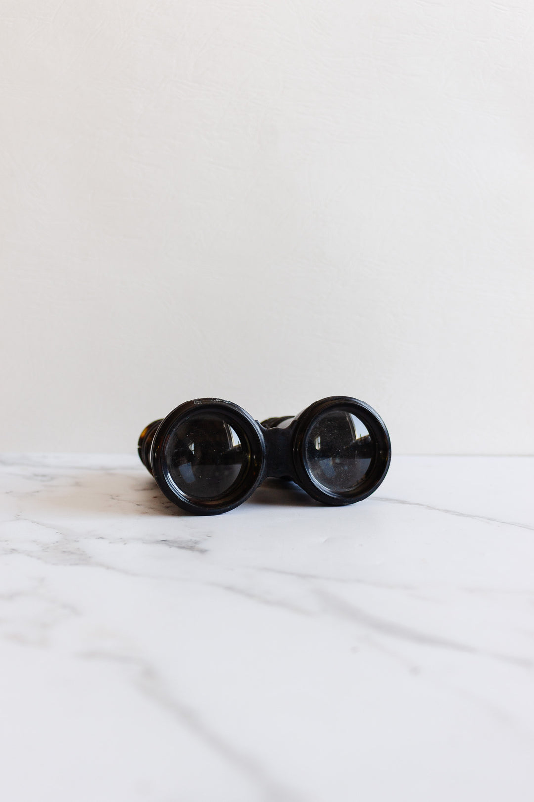 vintage french tortoise shell opera glasses in monogrammed leather case