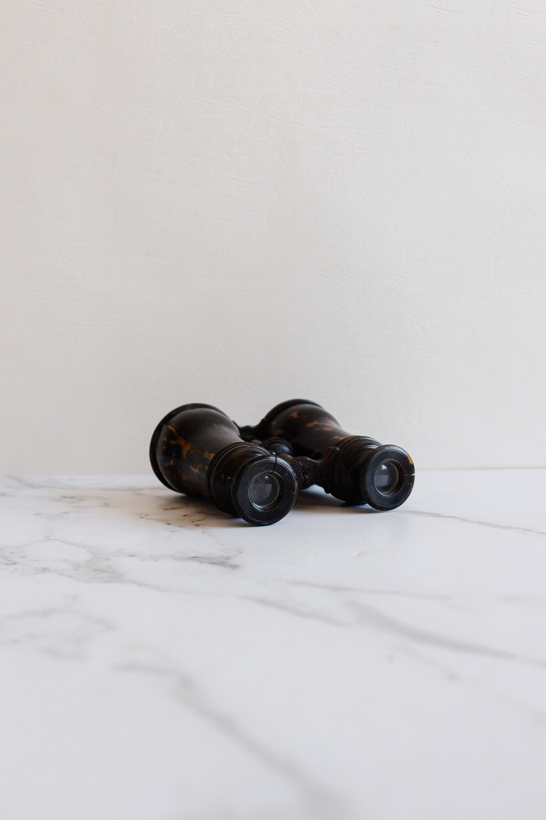 vintage french tortoise shell opera glasses in monogrammed leather case