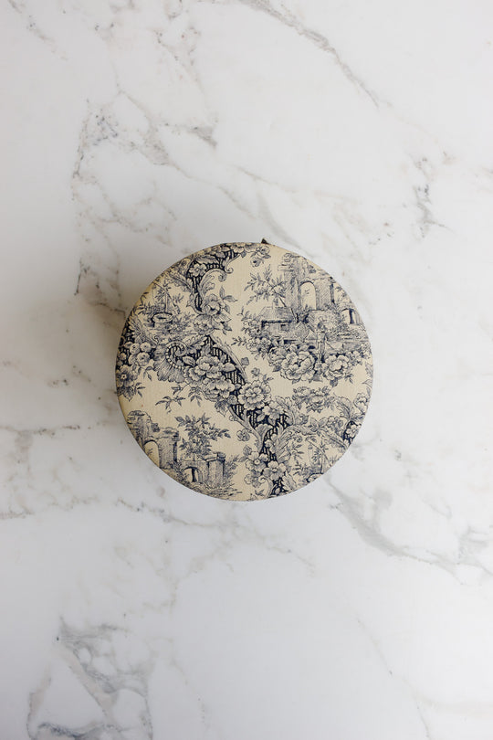 vintage french petite "cream toile de jouy" hat box