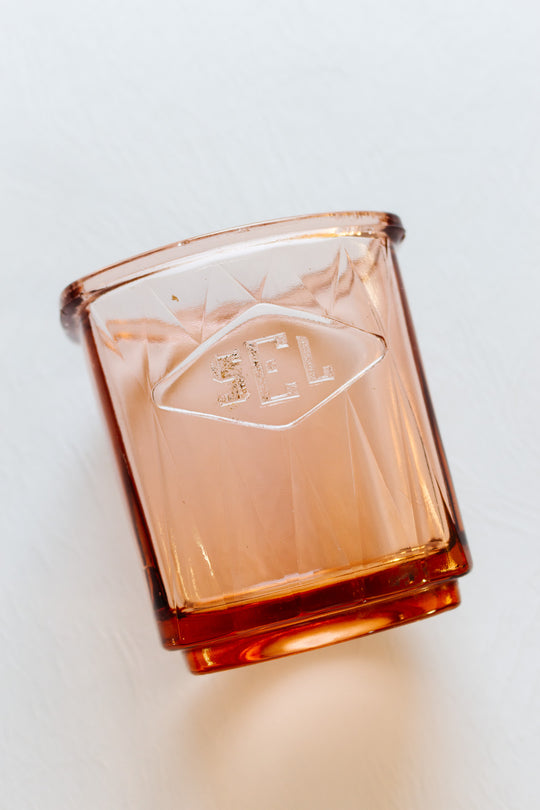 art deco pink glass cannister set
