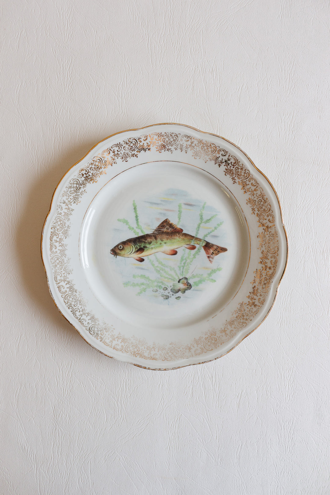 1930s société française de porcelaine fish plates, set of 7