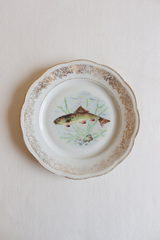 1930s société française de porcelaine fish plates, set of 7