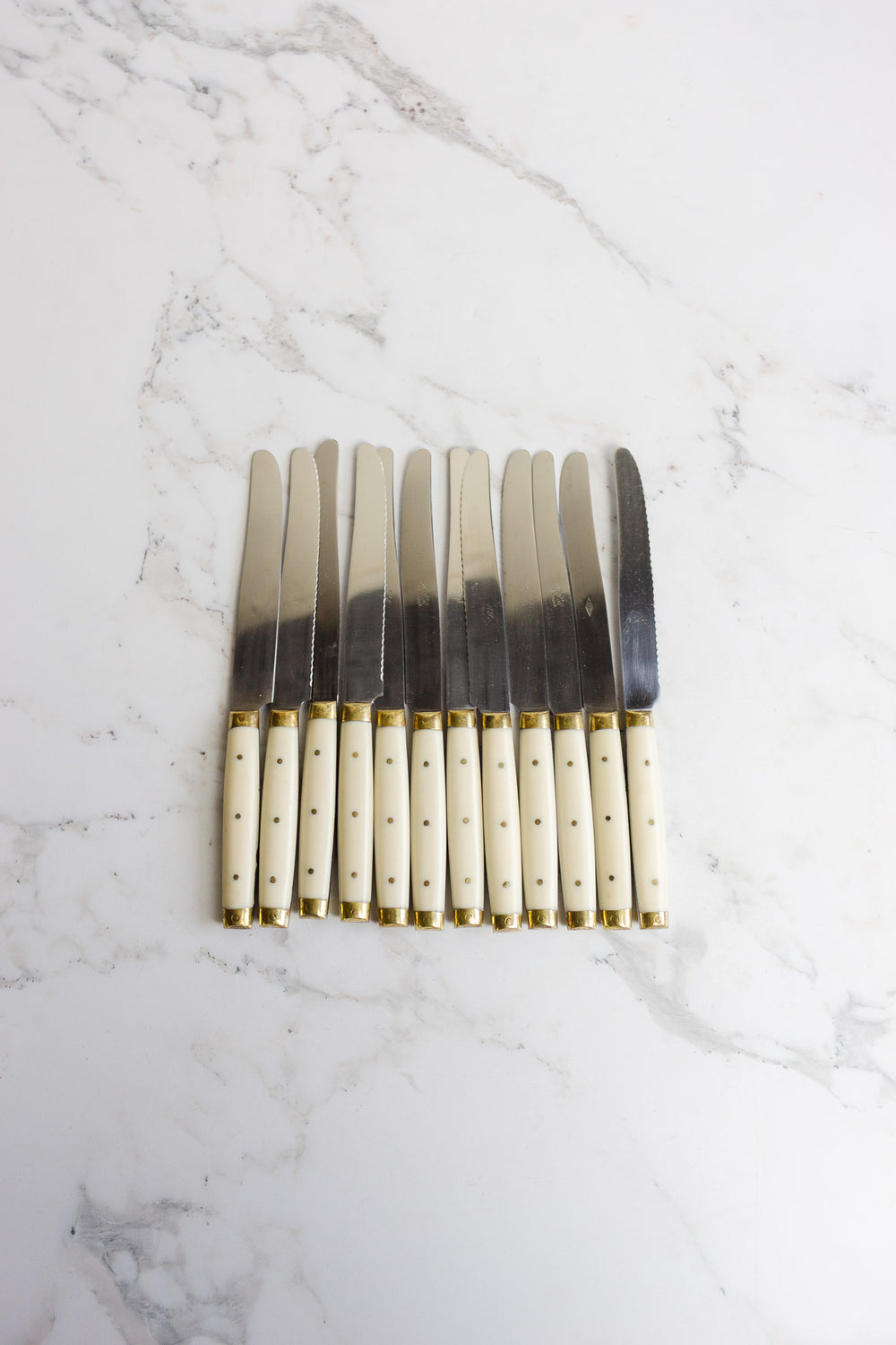 vintage french inox knives, set of 12