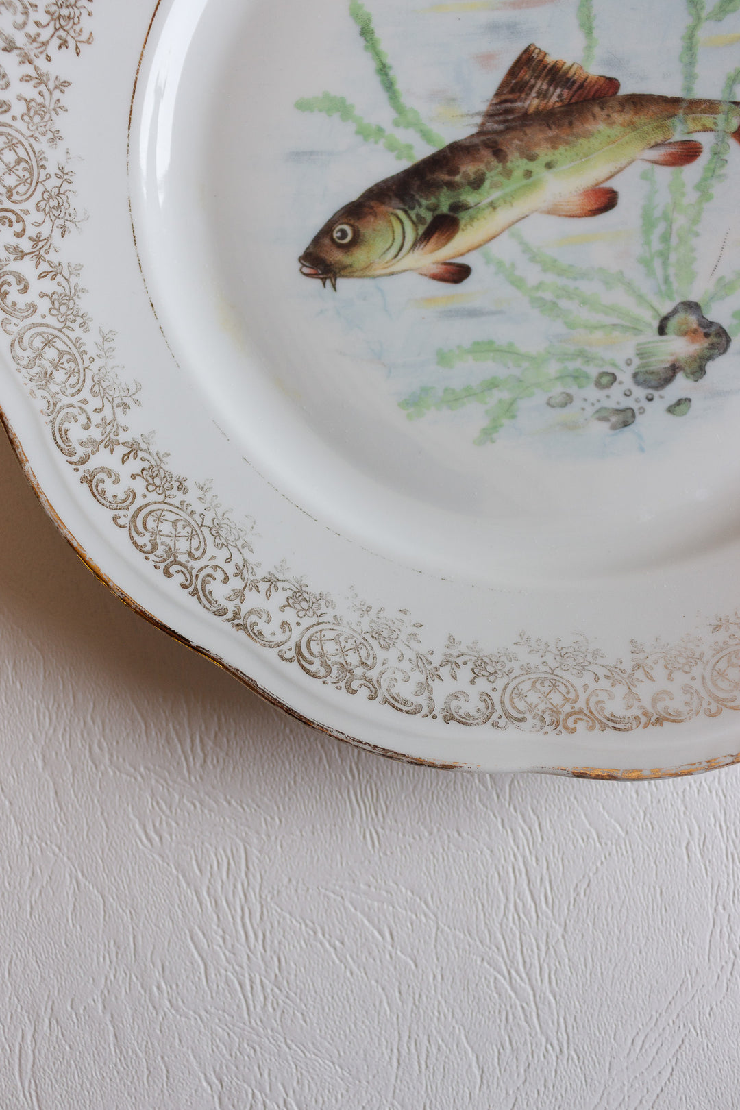 1930s société française de porcelaine fish plates, set of 7