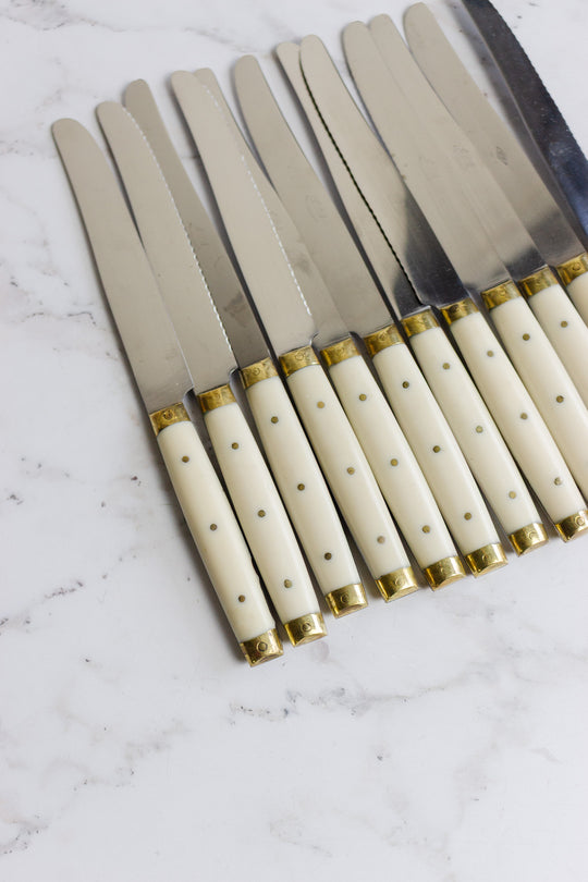 vintage french inox knives, set of 12