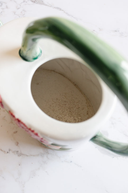 vintage Italian hand painted ceramic watering can