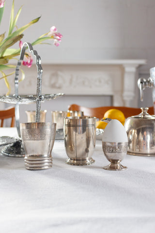 1930s French petite silver plate egg cup