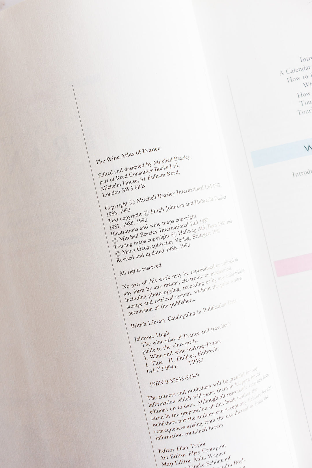 vintage book, “the wine atlas of France”