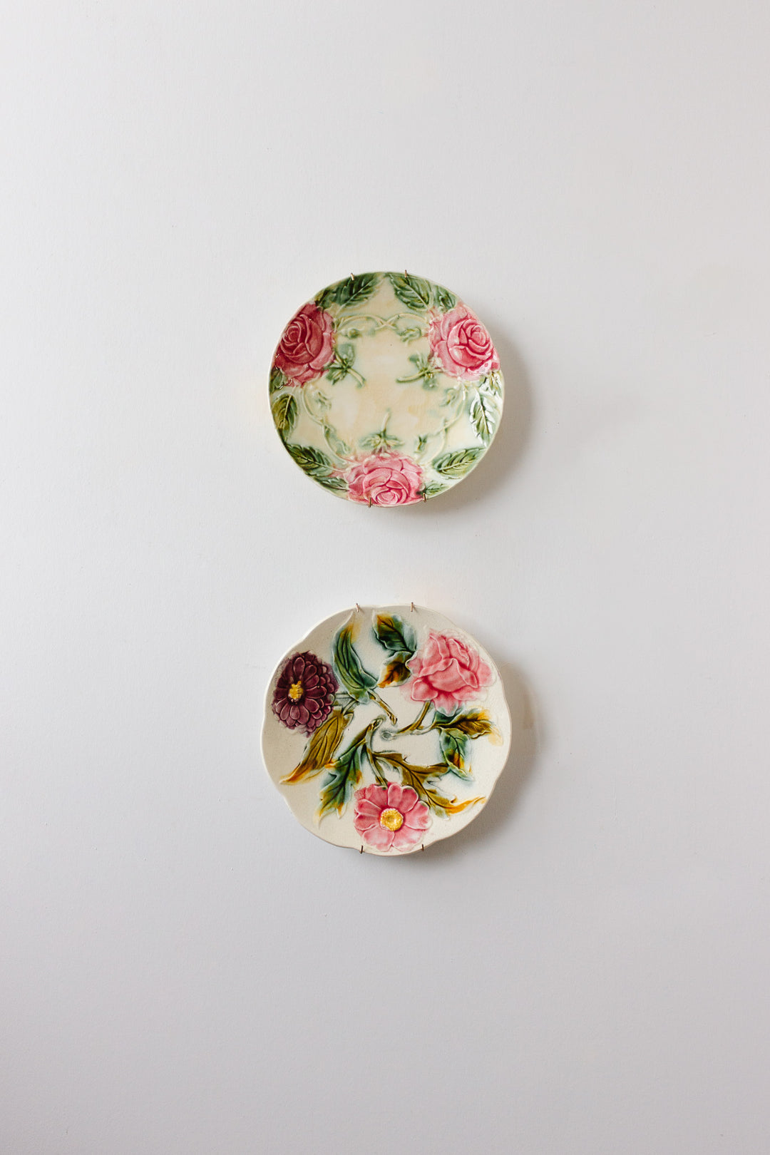 antique French majolica floral plate